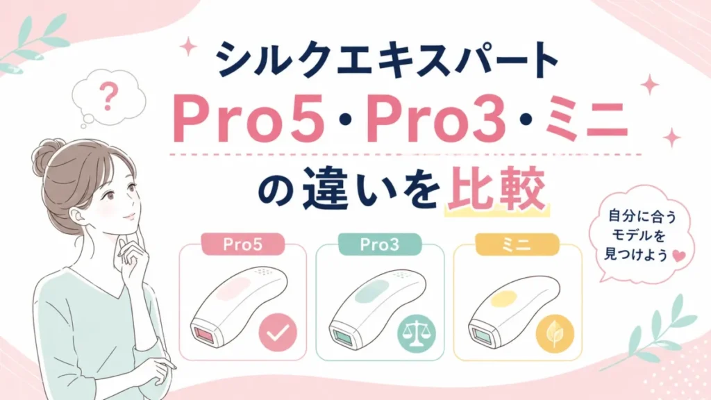 シルクエキスパートPro5・Pro3・ミニの違いを見比べる比較図