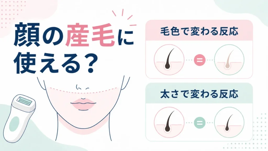 顔の産毛は毛色や太さで反応の見え方が変わることを整理した比較図