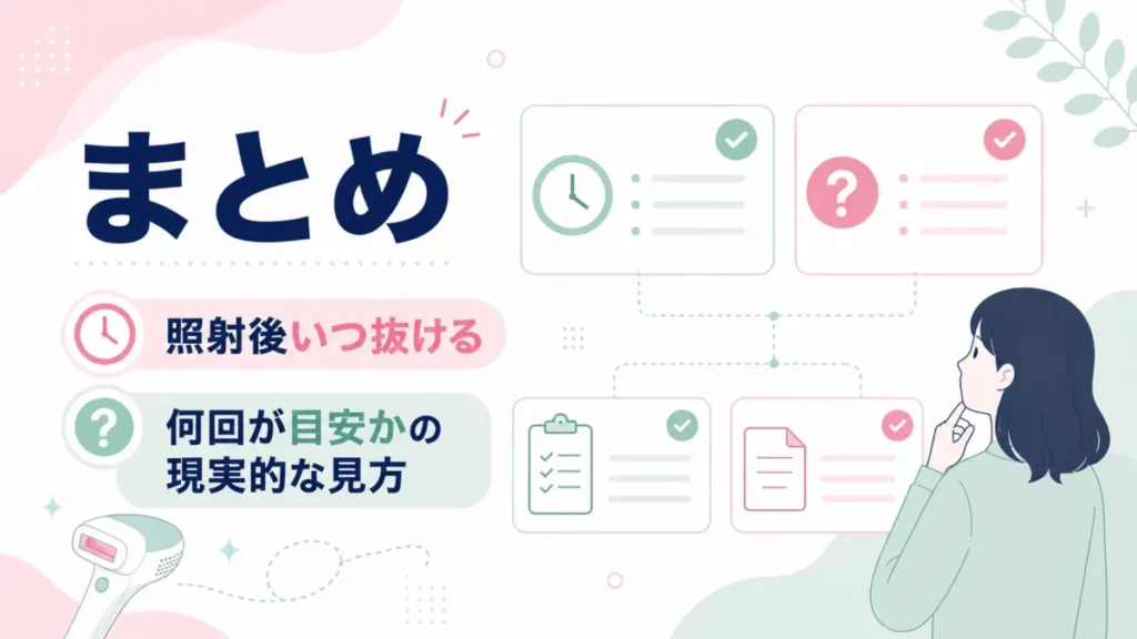ケノン照射後いつ抜けるかと回数目安の現実的な見方をまとめる図解
