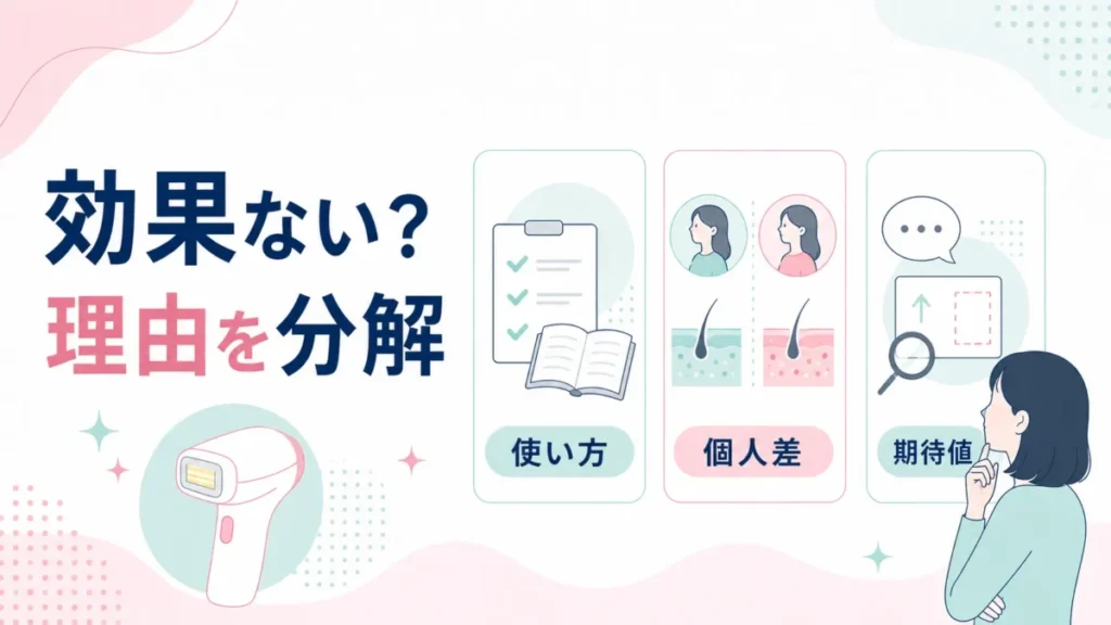 ケノンを効果ないと感じる理由を項目ごとに分けて整理する図解