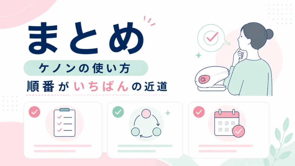 ケノンの使い方を順番の確認ポイントとしてまとめる記事内図解