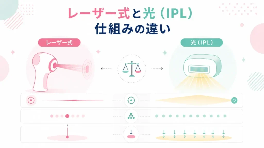 医療レーザーと家庭用レーザーを別物として整理する比較図解