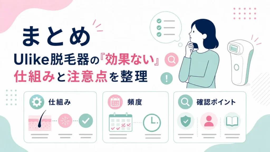 Ulike脱毛器の効果ない不安を仕組みと注意点から整理するまとめ図解