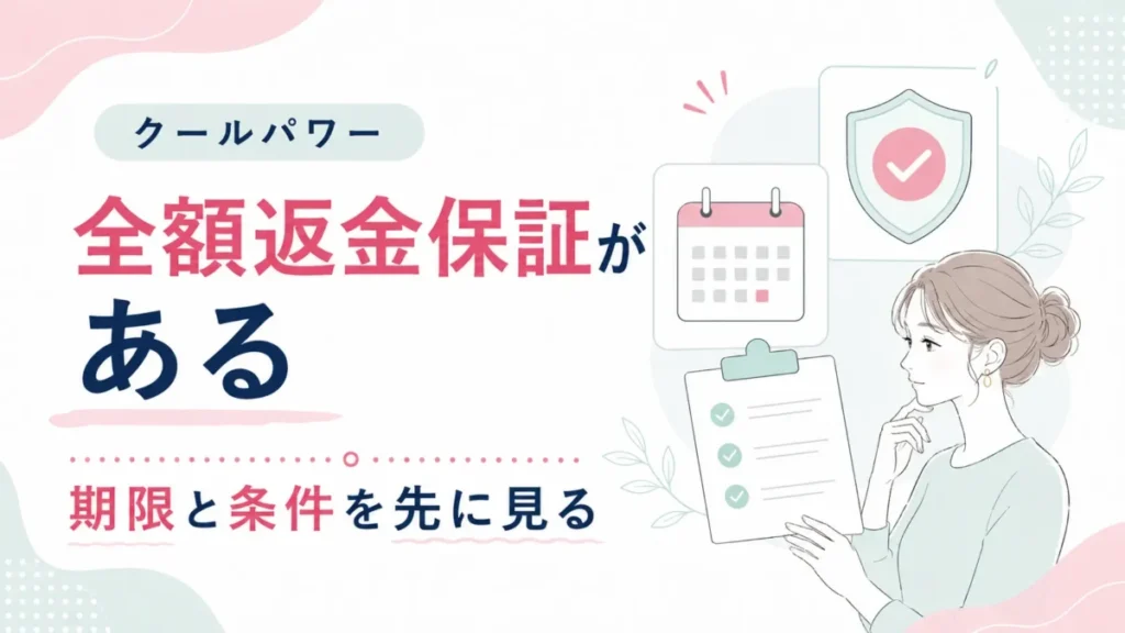 クールパワーの全額返金保証で期限と条件を確認する図解